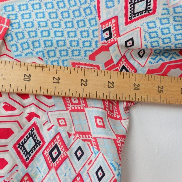Talbots Top Womens 1X Red Western Shirt Aztec Boho Allover Patchwork Petites - Picture 4 of 12